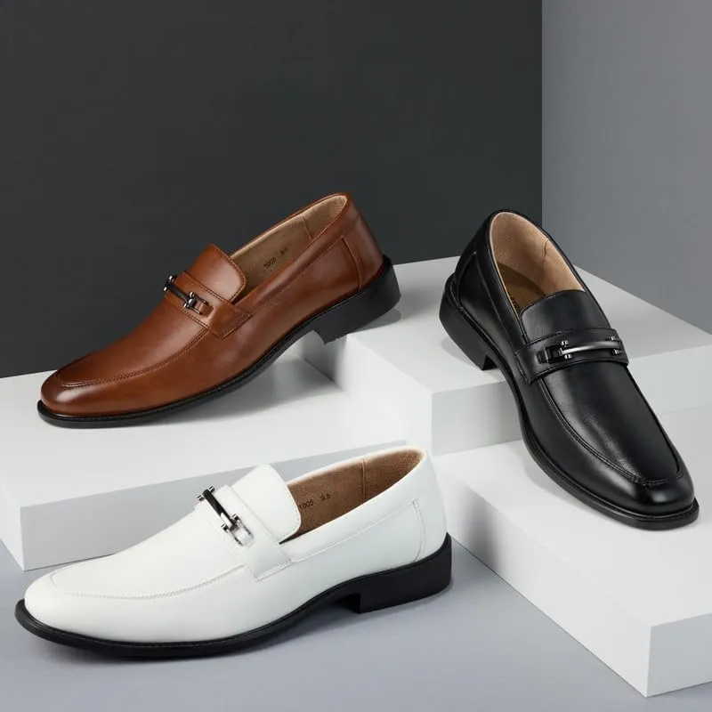 Mens Dress Loafers Slip-On Shoes | Formal Stylish Dress Loafers Classic Dress Shoes with Buckle | Comfortable Business Daily & Event Dress Shoes for Mens