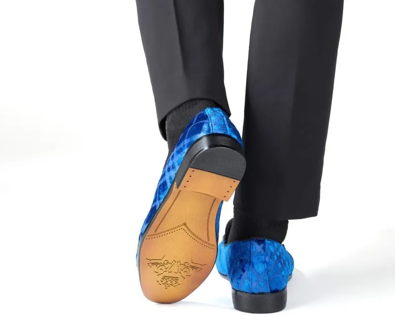 Mens Dress Velvet Shoes Dress Loafers Velvet Slip on for Men - Vintage Fashion Velvet Dress Shoes for Mens - with & Elegant Gold Buckle