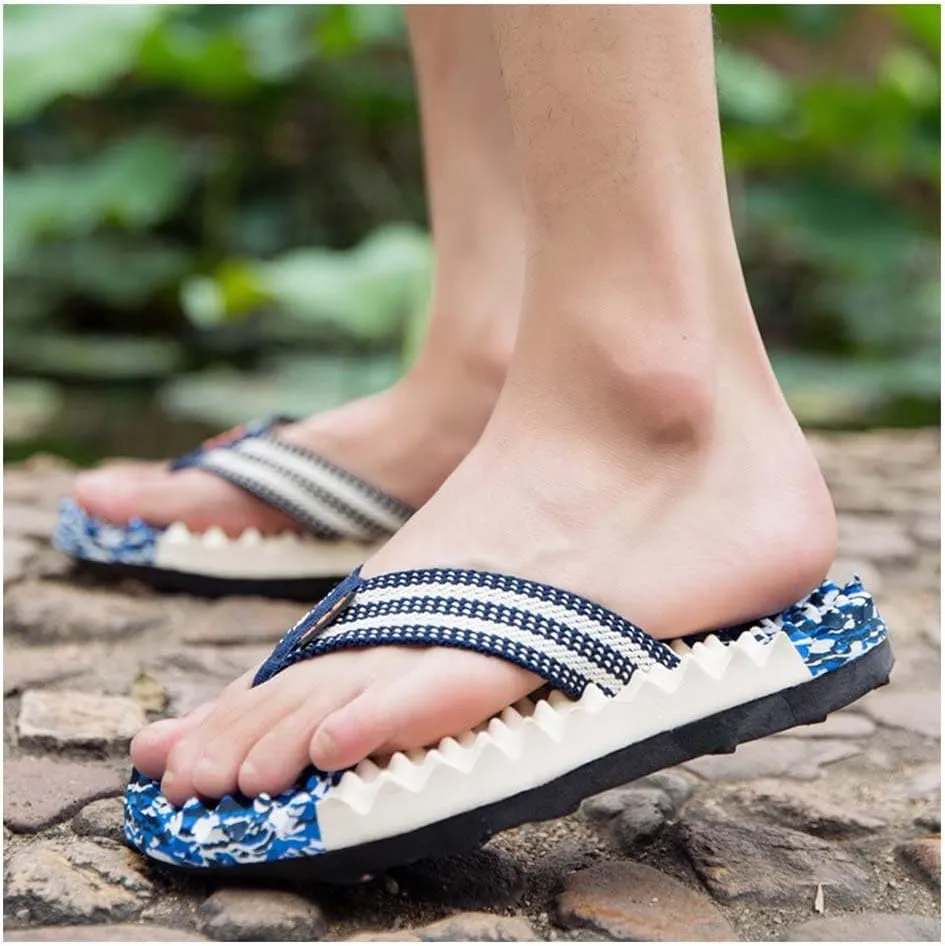 Men's Flip-flops Massage Slippers,Men & Women Acupressure Massage Sandals,Relief Plantar Fasciitis Heel Arch Arthritis Pain,Flip-flops Outdoor anti slip Massage Beach