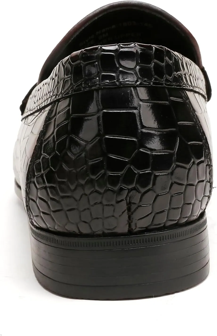 Mens Genuine Dress Shoes, Premium Crocodile Print Leather Slip-on Casual Shoes Penny Loafers for Mens, Black
