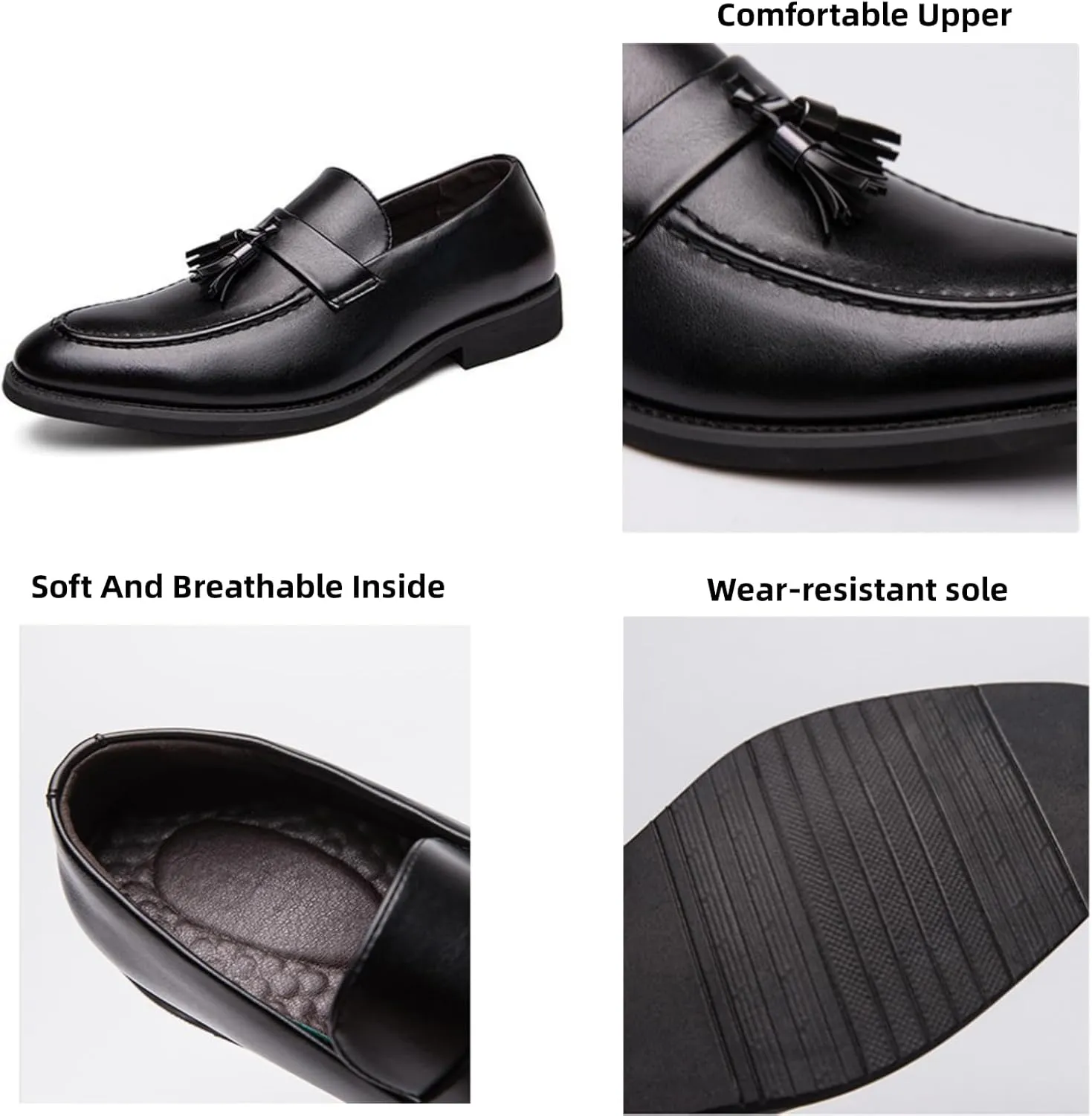 Men's Genuine Leather Slip On Tassels Loafers Classic Casual Dress Penny Loafers Vintage Formal Business Wedding Smoking Shoes