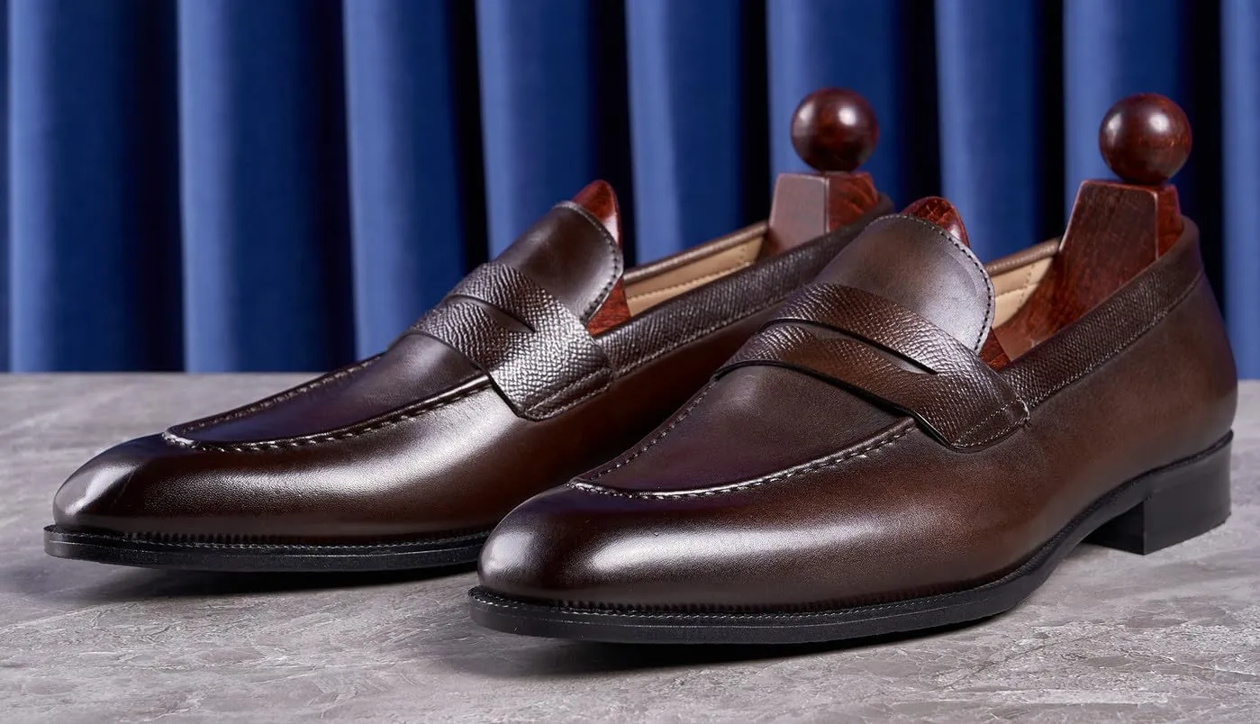 Men's Loafers & Slip-Ons Wedding Dress Genuine Leather Prom Formal Mocasines Business Casual Penny Loafers Comfortable Tuxedo Shoes for Men