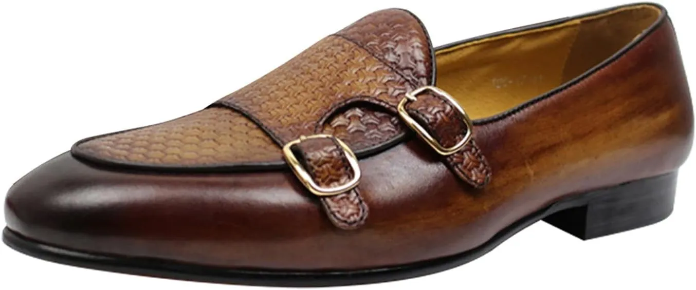 Men's Loafers Slip On Dress Casual Prom Shoes Genuine Leather Monk Strap Penny Loafers Mens Fashion Wedding Tuexdo Business Formal Suit Loafer Comfortable Walking Shoes