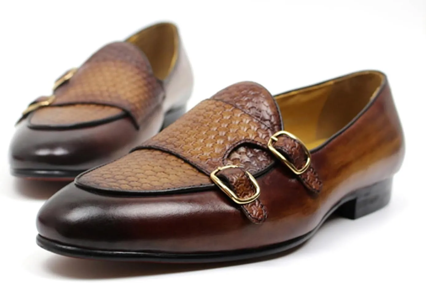 Men's Loafers Slip On Dress Casual Prom Shoes Genuine Leather Monk Strap Penny Loafers Mens Fashion Wedding Tuexdo Business Formal Suit Loafer Comfortable Walking Shoes