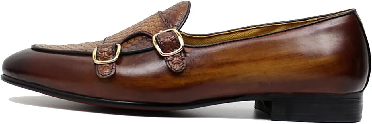 Men's Loafers Slip On Dress Casual Prom Shoes Genuine Leather Monk Strap Penny Loafers Mens Fashion Wedding Tuexdo Business Formal Suit Loafer Comfortable Walking Shoes