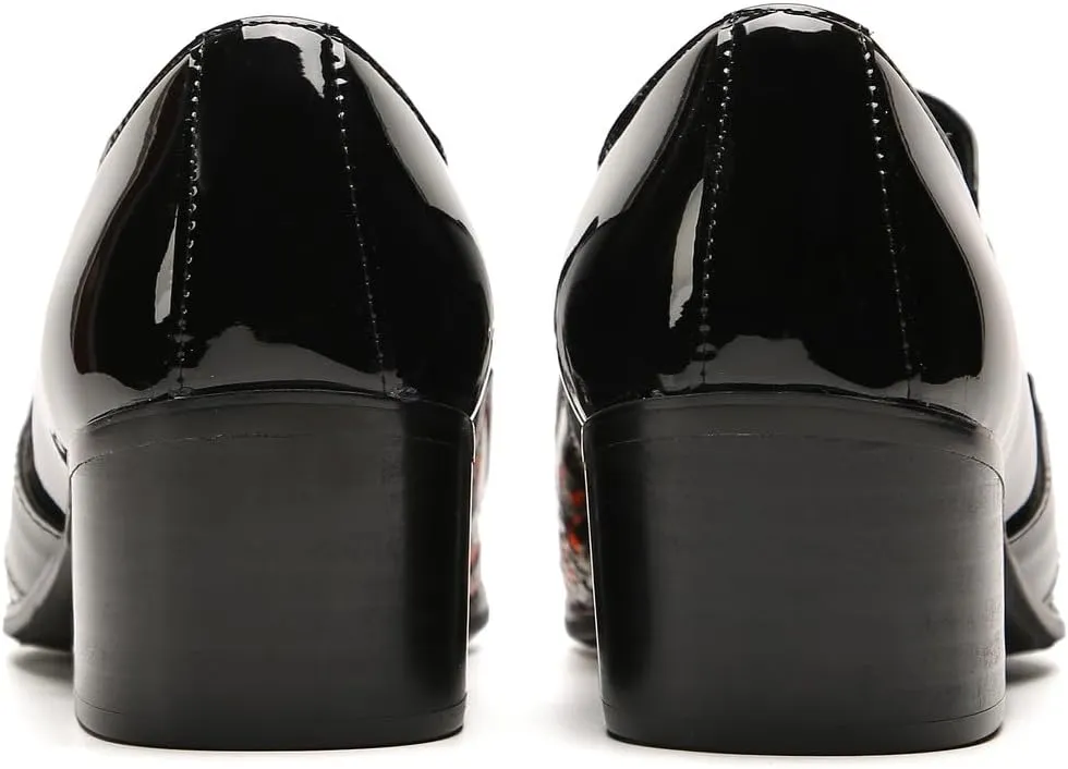 Men's Loafers Slip On Party Dress Casual Woven Two-Tone Chain Leather Penny Loafers Fashion Shoes for Men