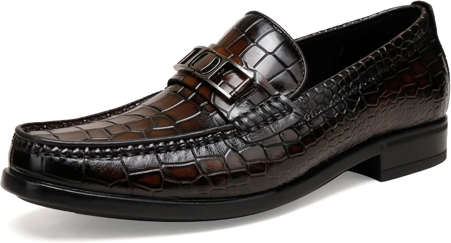 Mens Loafers Slip On,Crocodile Pattern Leather Dress Shoes Formal Shoes for Men