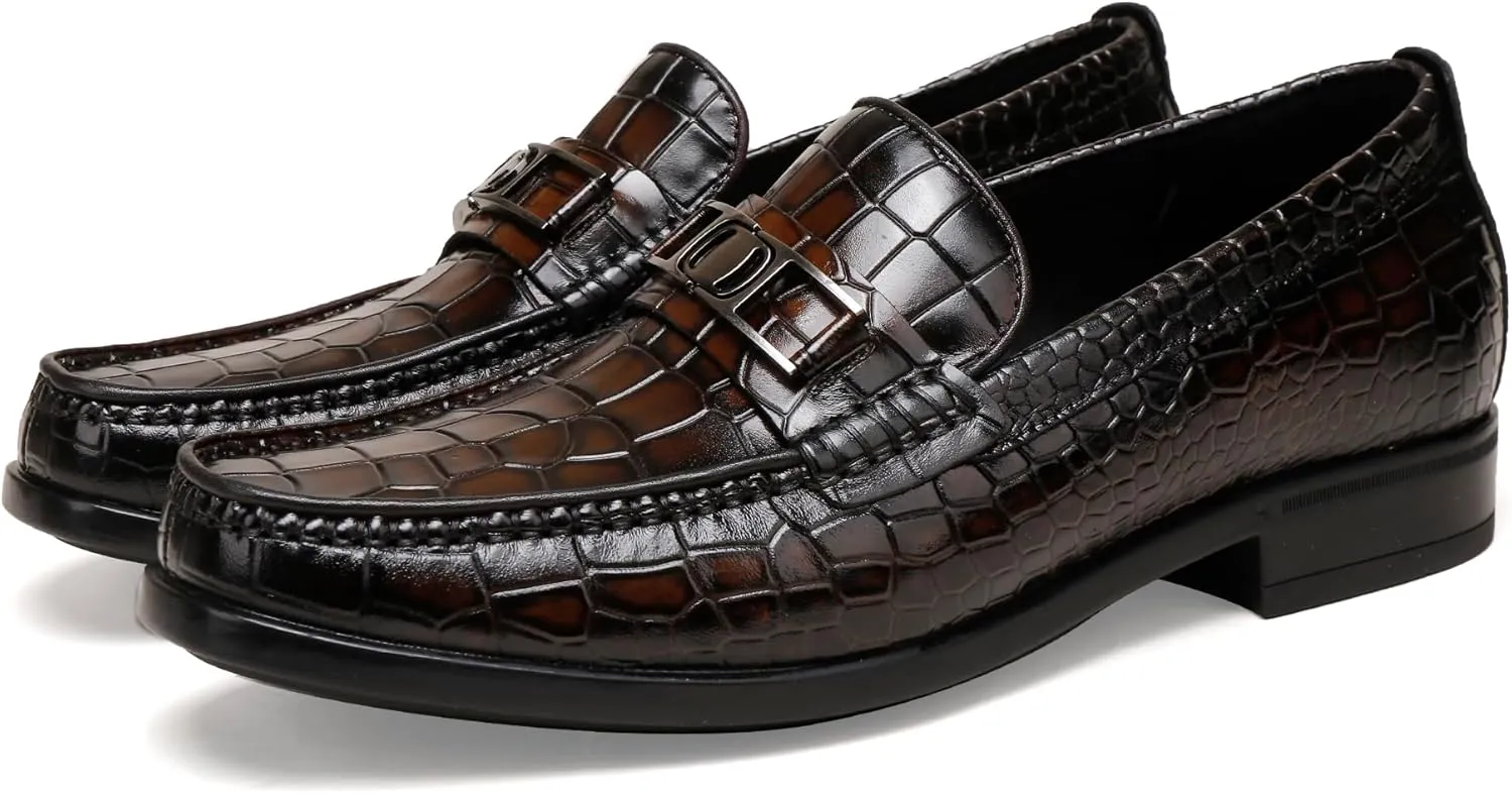 Mens Loafers Slip On,Crocodile Pattern Leather Dress Shoes Formal Shoes for Men
