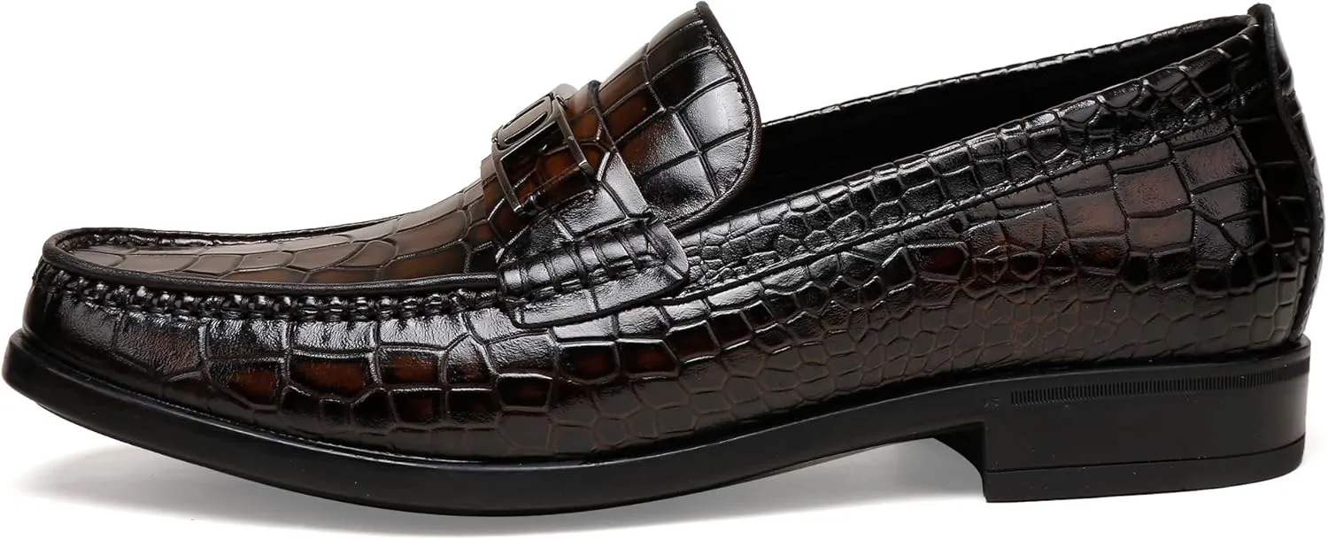 Mens Loafers Slip On,Crocodile Pattern Leather Dress Shoes Formal Shoes for Men