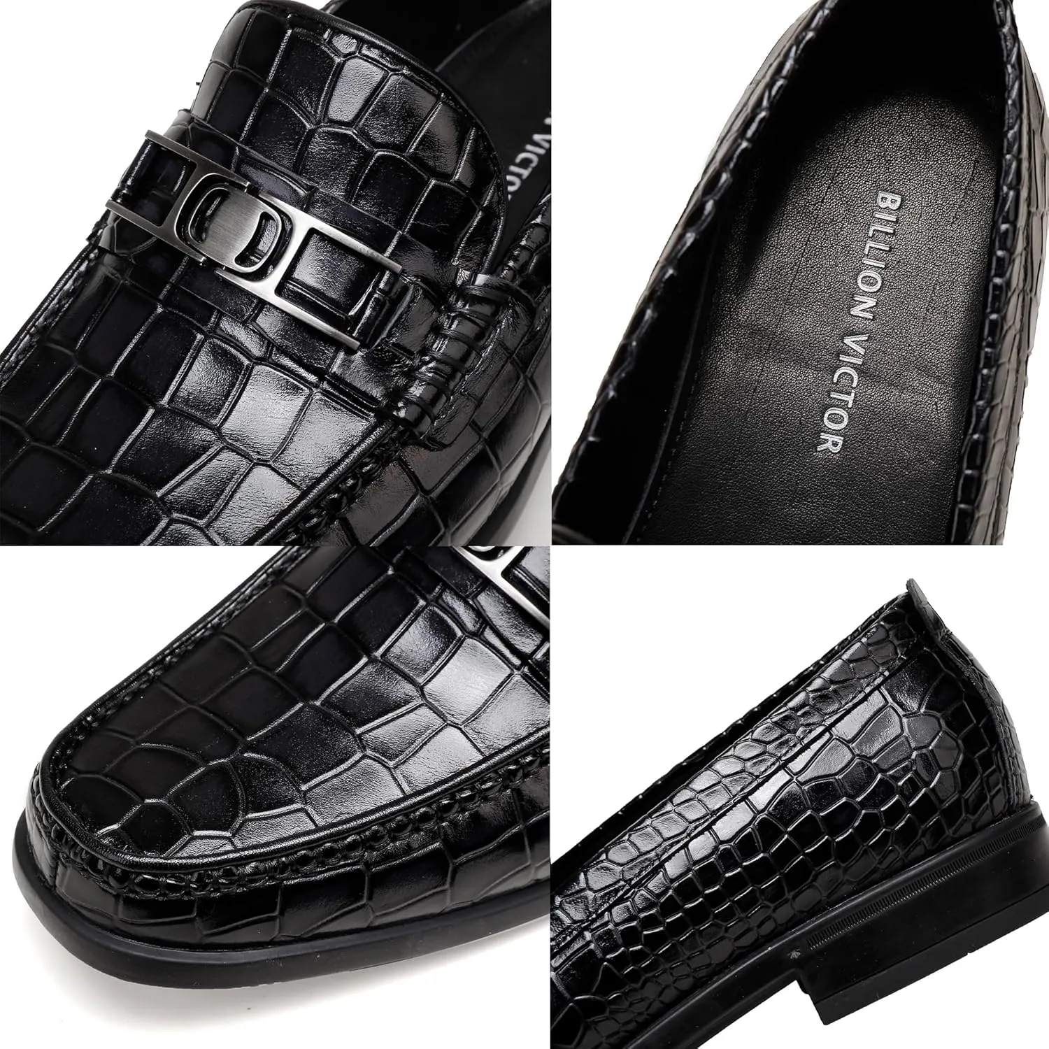 Mens Loafers Slip On,Crocodile Pattern Leather Dress Shoes Formal Shoes for Men