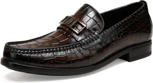 Mens Loafers Slip On,Crocodile Pattern Leather Dress Shoes Formal Shoes for Men