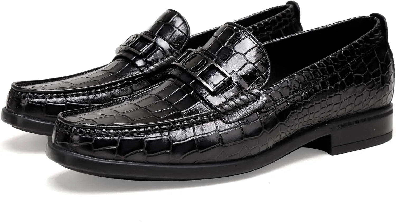 Mens Loafers Slip On,Crocodile Pattern Leather Dress Shoes Formal Shoes for Men