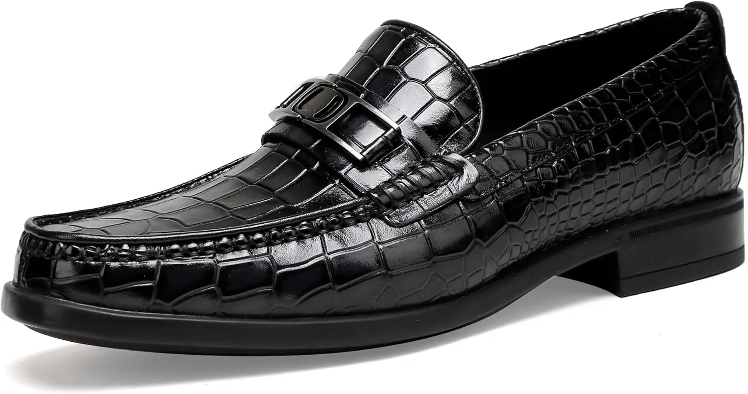 Mens Loafers Slip On,Crocodile Pattern Leather Dress Shoes Formal Shoes for Men