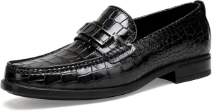 Mens Loafers Slip On,Crocodile Pattern Leather Dress Shoes Formal Shoes for Men