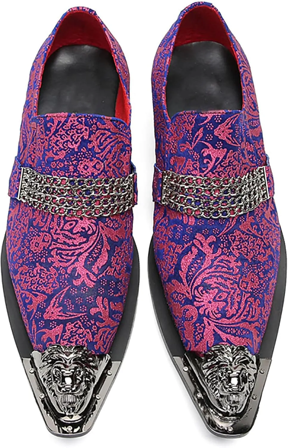 Mens Loafers Wedding Dress Casual Slip On Genuine Leather Mocassinss Metal Tip Toe Chain Penny Loafers Fashion Prom Tuxedo Western Ballroom Party Disco Shoes for Mens