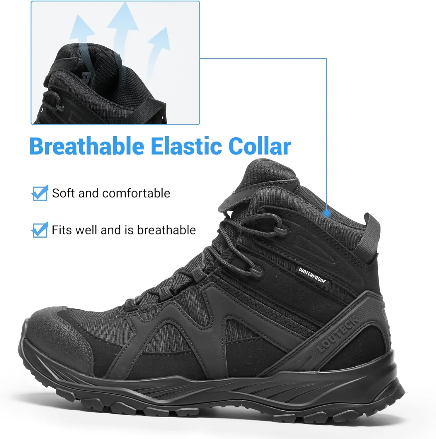 Men's Military & Tactical Boots – Waterproof & Comfortable Black Boots for Men, Perfect for Work, EMS, Hiking, and Combat
