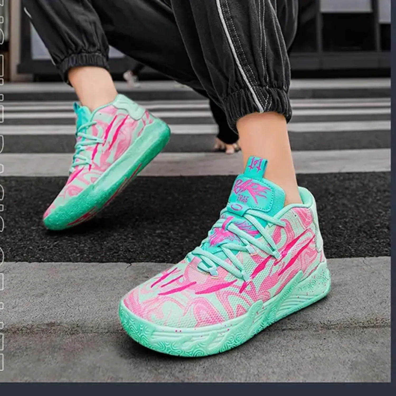 Mens Multicolor High Top Basketball Shoes Non-Slip Breathable Running Shoes Fahsion Lightweight Outdoor Gym Sneakers