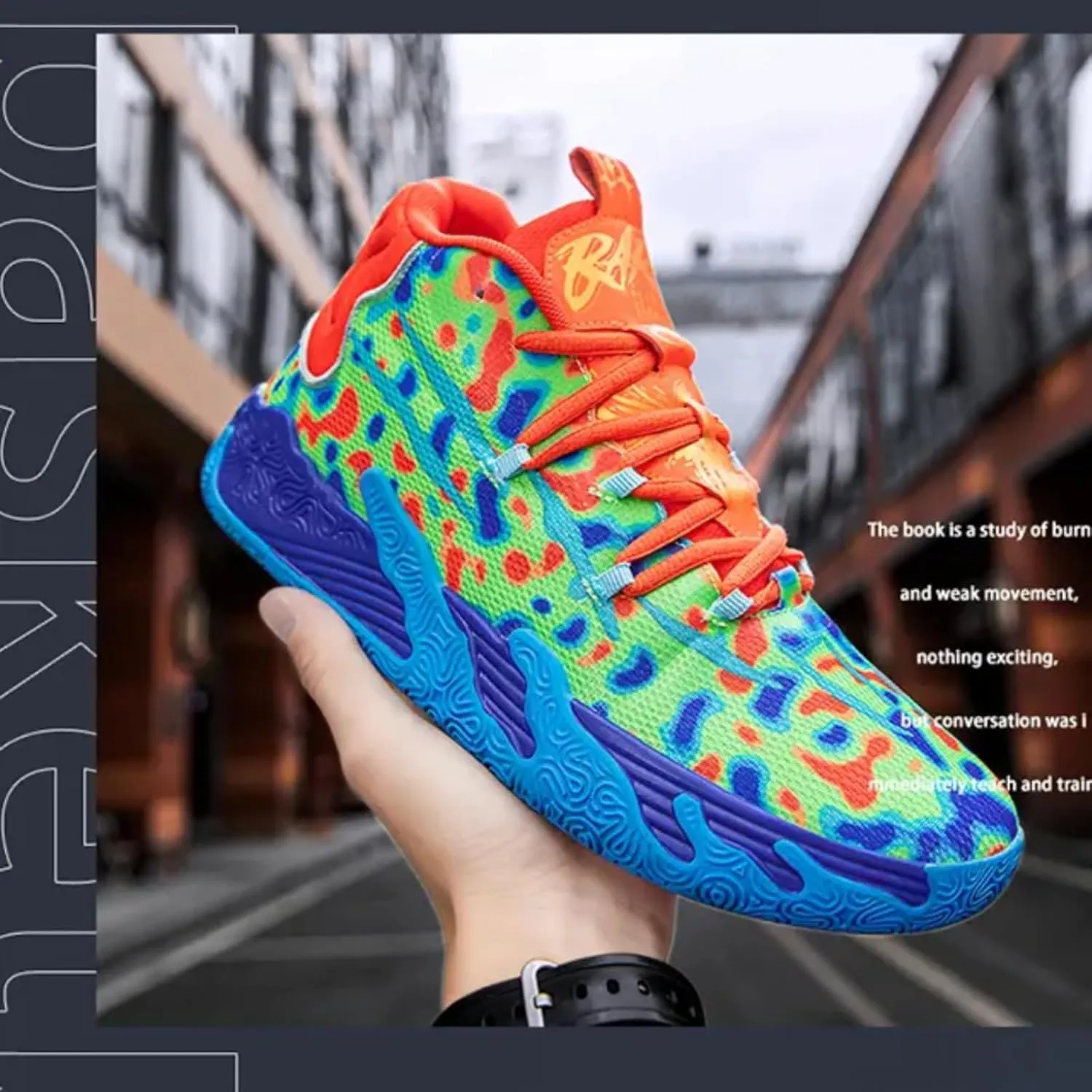 Mens Multicolor High Top Basketball Shoes Non-Slip Breathable Running Shoes Fahsion Lightweight Outdoor Gym Sneakers