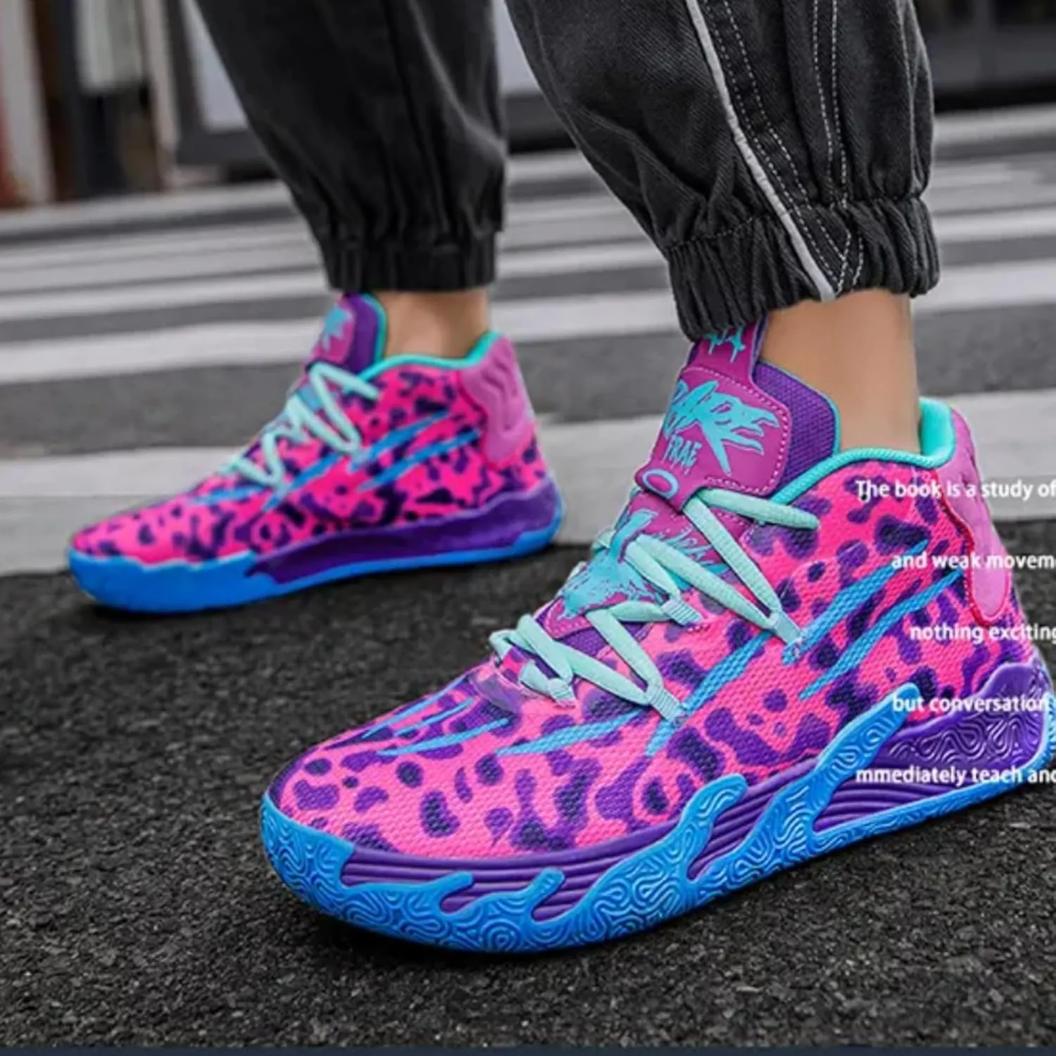 Mens Multicolor High Top Basketball Shoes Non-Slip Breathable Running Shoes Fahsion Lightweight Outdoor Gym Sneakers