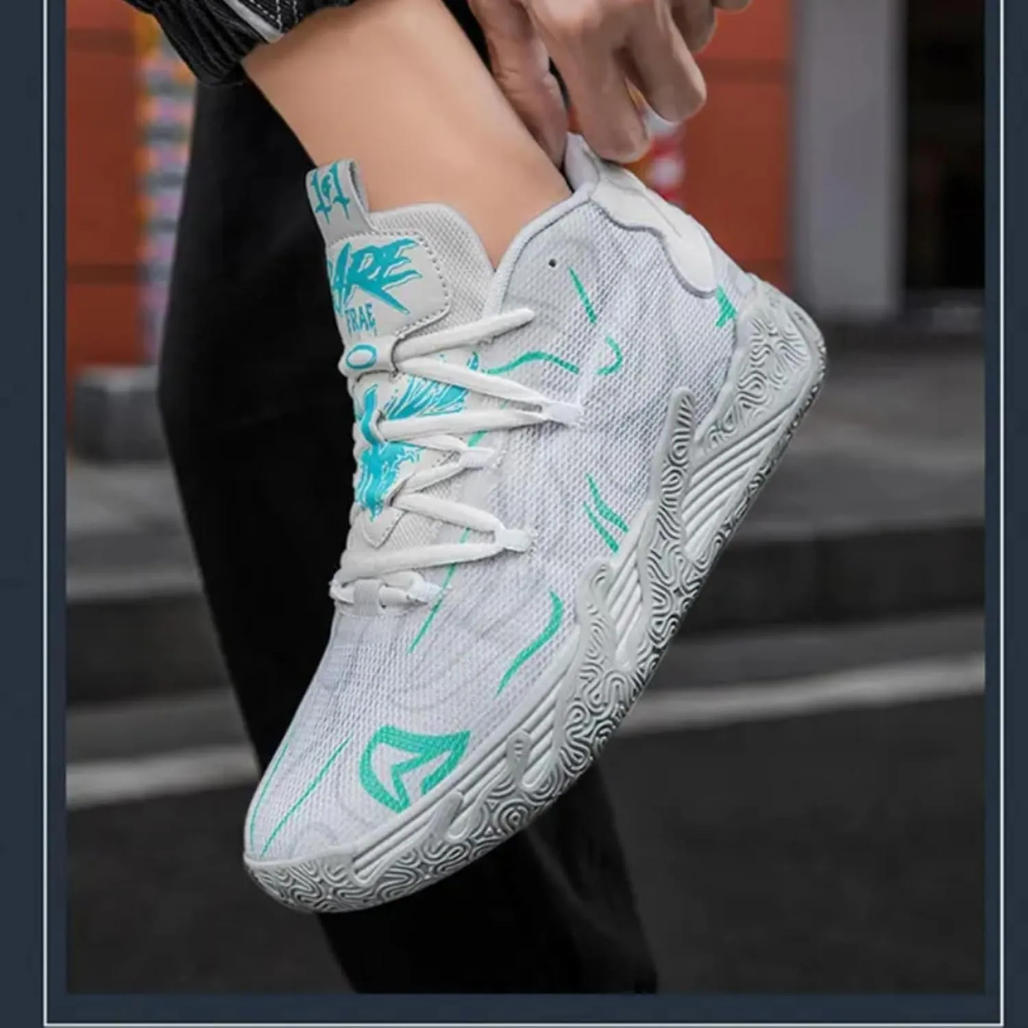 Mens Multicolor High Top Basketball Shoes Non-Slip Breathable Running Shoes Fahsion Lightweight Outdoor Gym Sneakers
