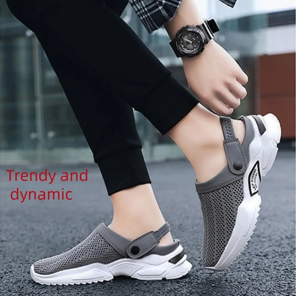 Men's Orthopedic Hollow-Out Summer Sandals,Breathable with Arch Support Knit Mesh Beach Sandals,Comfortable Walking Shoes for Indoor Outdoo