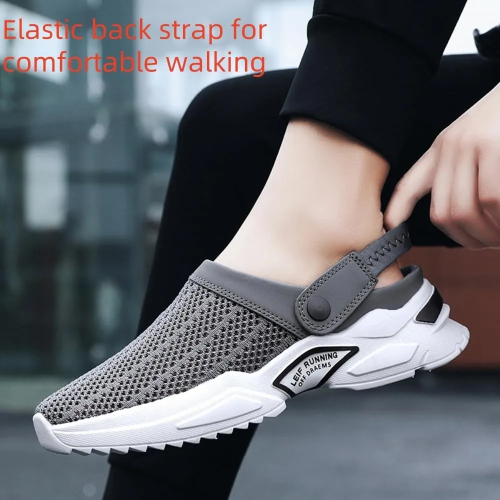 Men's Orthopedic Hollow-Out Summer Sandals,Breathable with Arch Support Knit Mesh Beach Sandals,Comfortable Walking Shoes for Indoor Outdoo