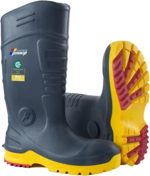 Mens PU Rubber Work Boots With Steel Toe & Shank - Waterproof Anti-slip Mud Rain Boots Hunting Boots ASTM F2413-18 Acid & Oil Resistant