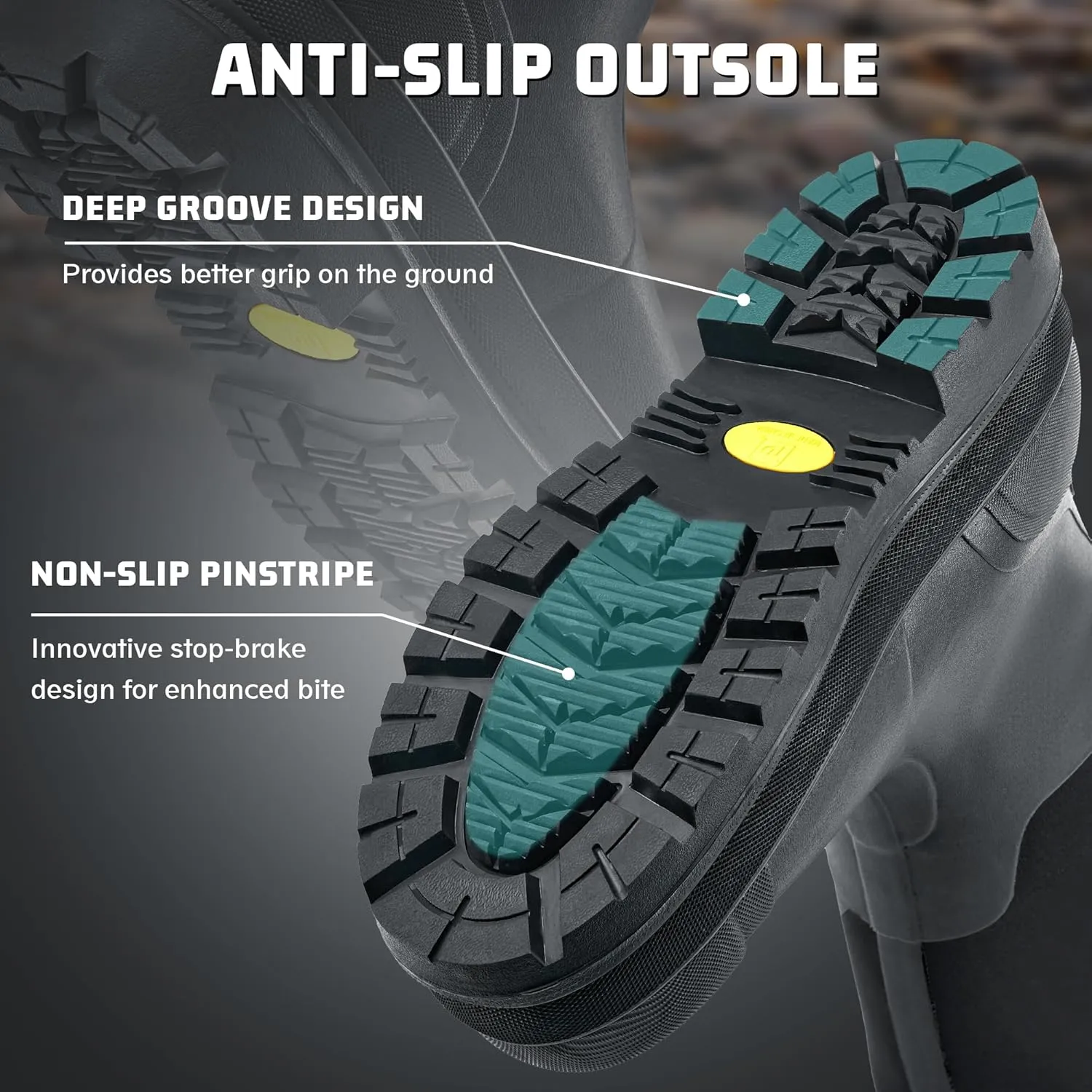 Men's Rubber Boots with Steel Shank, Warm Waterproof Insulated Reliable Outdoor Rain Boots, 5mm Neoprene Anti-slip All Season Dry Work Hunting Mud Boots, High Traction, Size 6-14