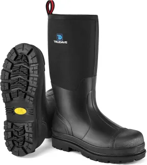 Men's Rubber Boots with Steel Shank, Warm Waterproof Insulated Reliable Outdoor Rain Boots, 5mm Neoprene Anti-slip All Season Dry Work Hunting Mud Boots, High Traction, Size 6-14
