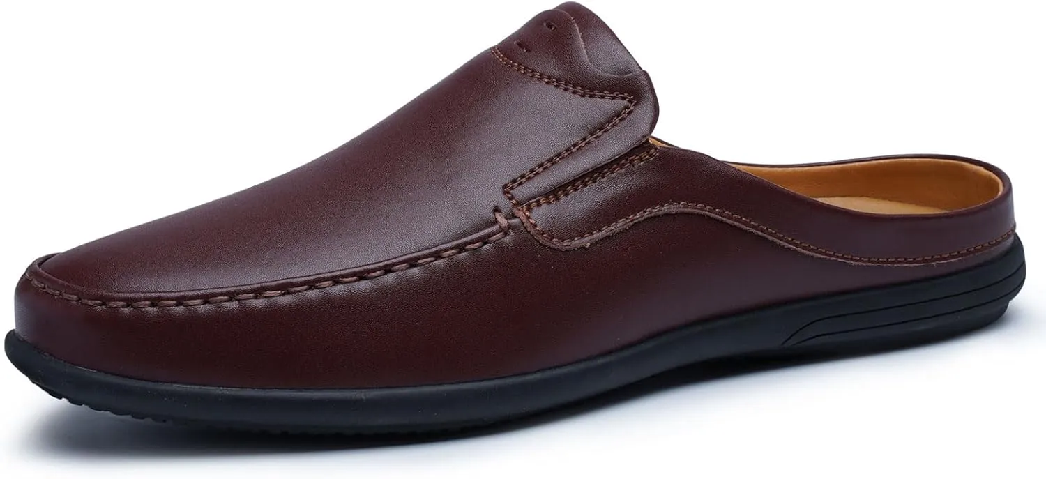 Men’s Slip-On Loafers Handmade Leather Slippers Breathable Comfortable Soft Hand Stitched no-heel Casual Shoes For Men