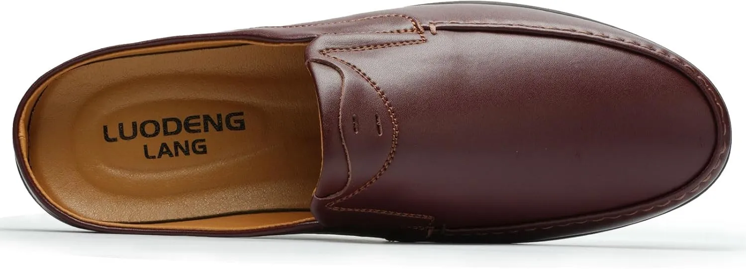 Men’s Slip-On Loafers Handmade Leather Slippers Breathable Comfortable Soft Hand Stitched no-heel Casual Shoes For Men