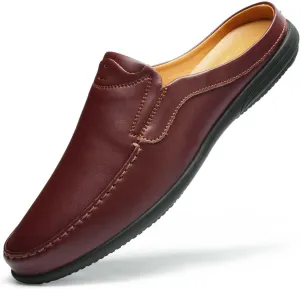Men’s Slip-On Loafers Handmade Leather Slippers Breathable Comfortable Soft Hand Stitched no-heel Casual Shoes For Men