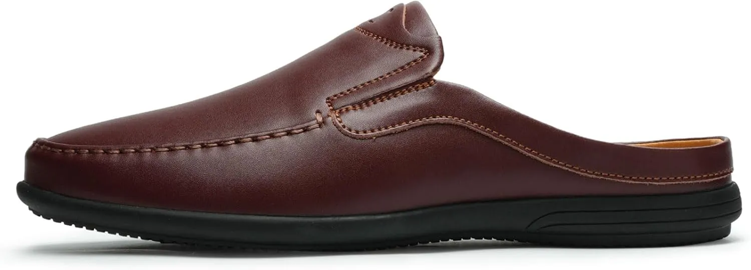Men’s Slip-On Loafers Handmade Leather Slippers Breathable Comfortable Soft Hand Stitched no-heel Casual Shoes For Men