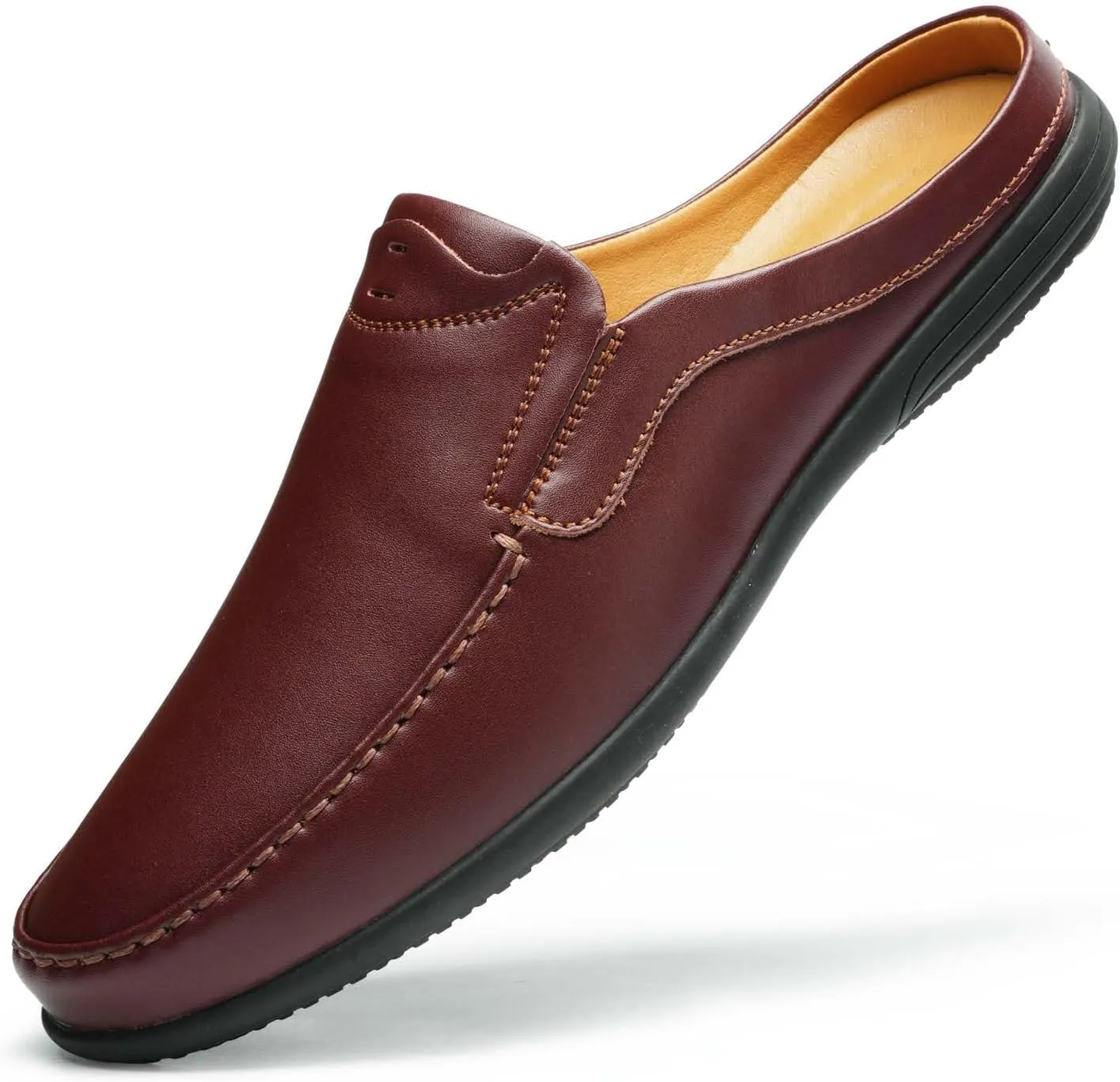 Men’s Slip-On Loafers Handmade Leather Slippers Breathable Comfortable Soft Hand Stitched no-heel Casual Shoes For Men
