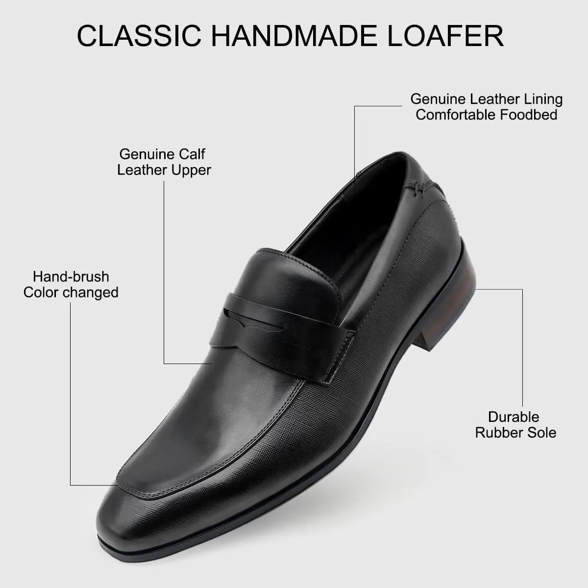 Men's Slip on Oxford Dress Shoes Classic Handmade Calfskin Manufacturing More Compact, Choose The Right Size to Modify The Foot Shape
