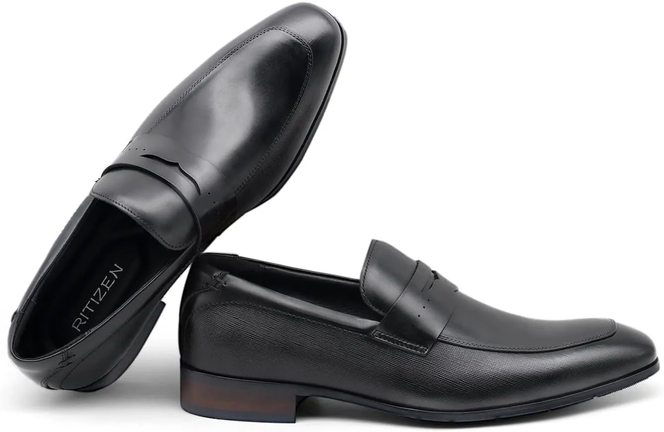 Men's Slip on Oxford Dress Shoes Classic Handmade Calfskin Manufacturing More Compact, Choose The Right Size to Modify The Foot Shape