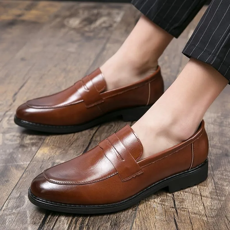 Men's Slip-Ons Loafers Comfortable Business Formal Oxfords Pointed Toe Tuxedo Dress Shoes for Men