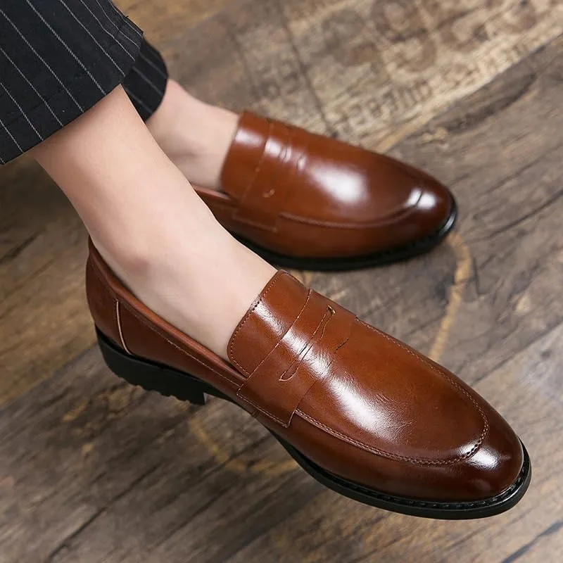 Men's Slip-Ons Loafers Comfortable Business Formal Oxfords Pointed Toe Tuxedo Dress Shoes for Men