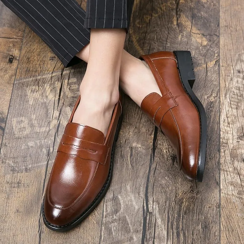 Men's Slip-Ons Loafers Comfortable Business Formal Oxfords Pointed Toe Tuxedo Dress Shoes for Men