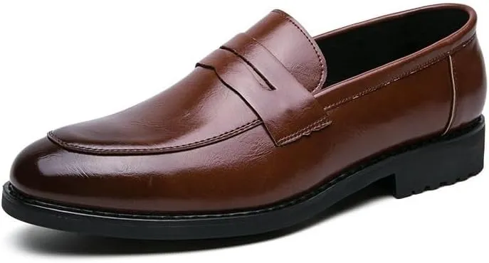 Men's Slip-Ons Loafers Comfortable Business Formal Oxfords Pointed Toe Tuxedo Dress Shoes for Men