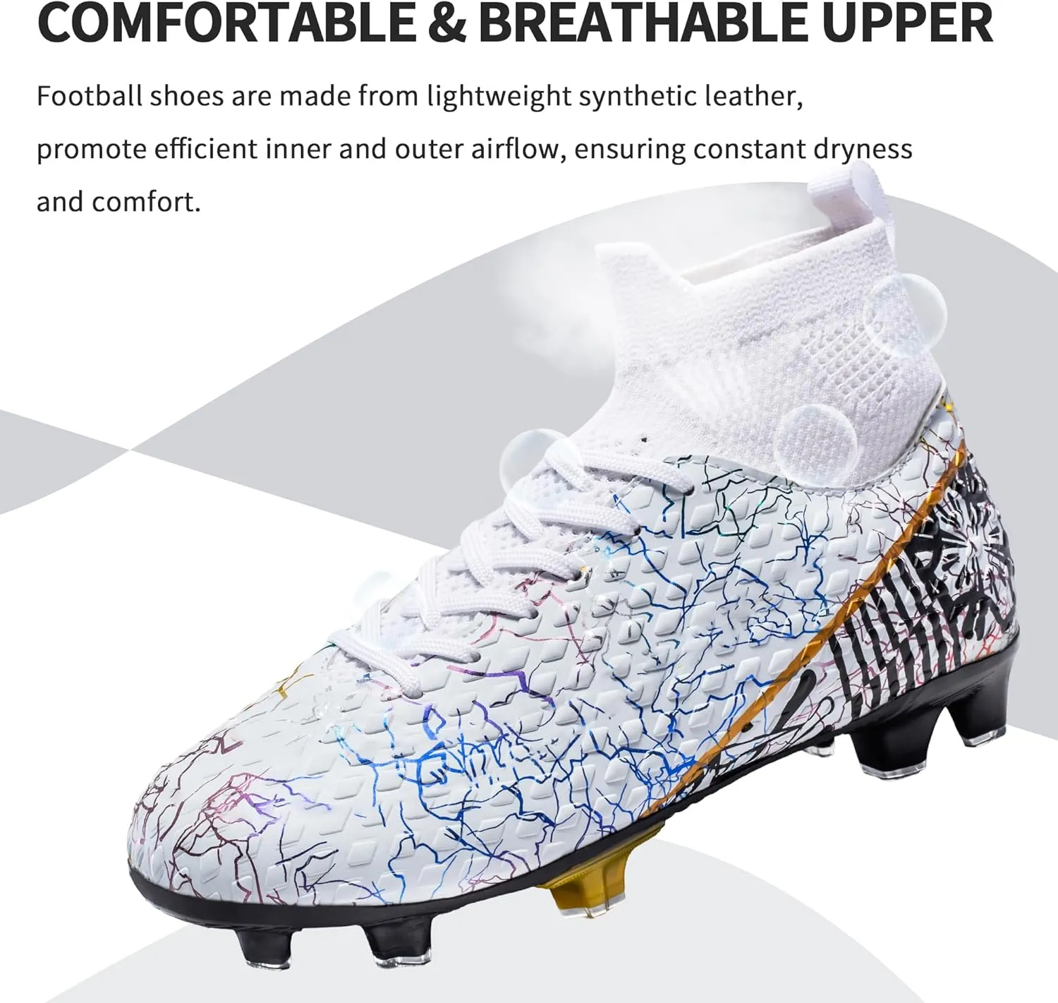 Mens Soccer Cleats Outdoor Lightweight High-Top Training Boots Ground Athletic Football Boots Soccer Shoes for Men/Women