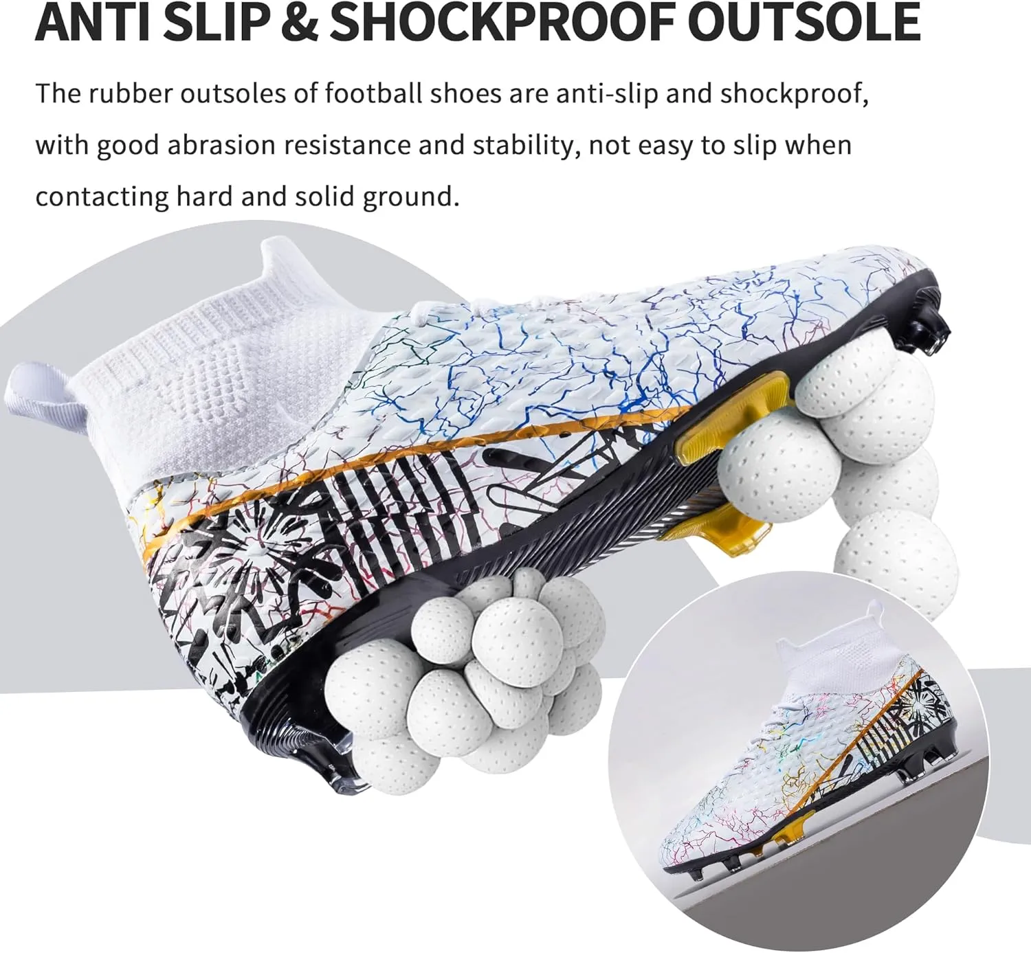 Mens Soccer Cleats Outdoor Lightweight High-Top Training Boots Ground Athletic Football Boots Soccer Shoes for Men/Women