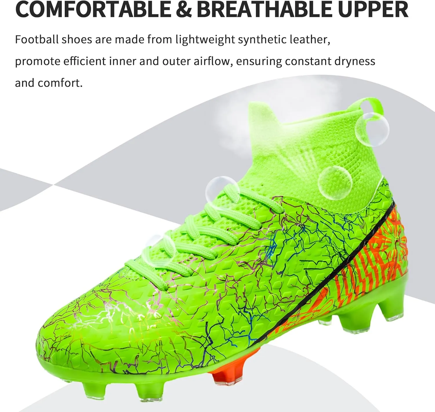 Mens Soccer Cleats Outdoor Lightweight High-Top Training Boots Ground Athletic Football Boots Soccer Shoes for Men/Women