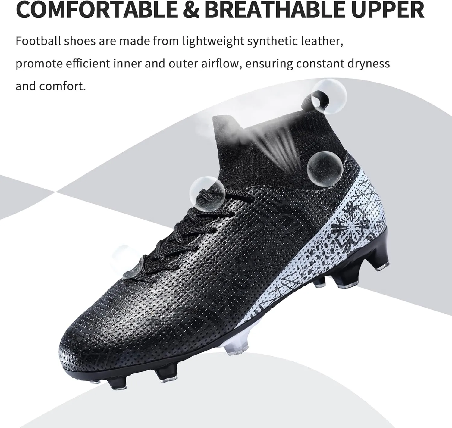 Mens Soccer Cleats Outdoor Lightweight High-Top Training Boots Ground Athletic Football Boots Soccer Shoes for Men/Women
