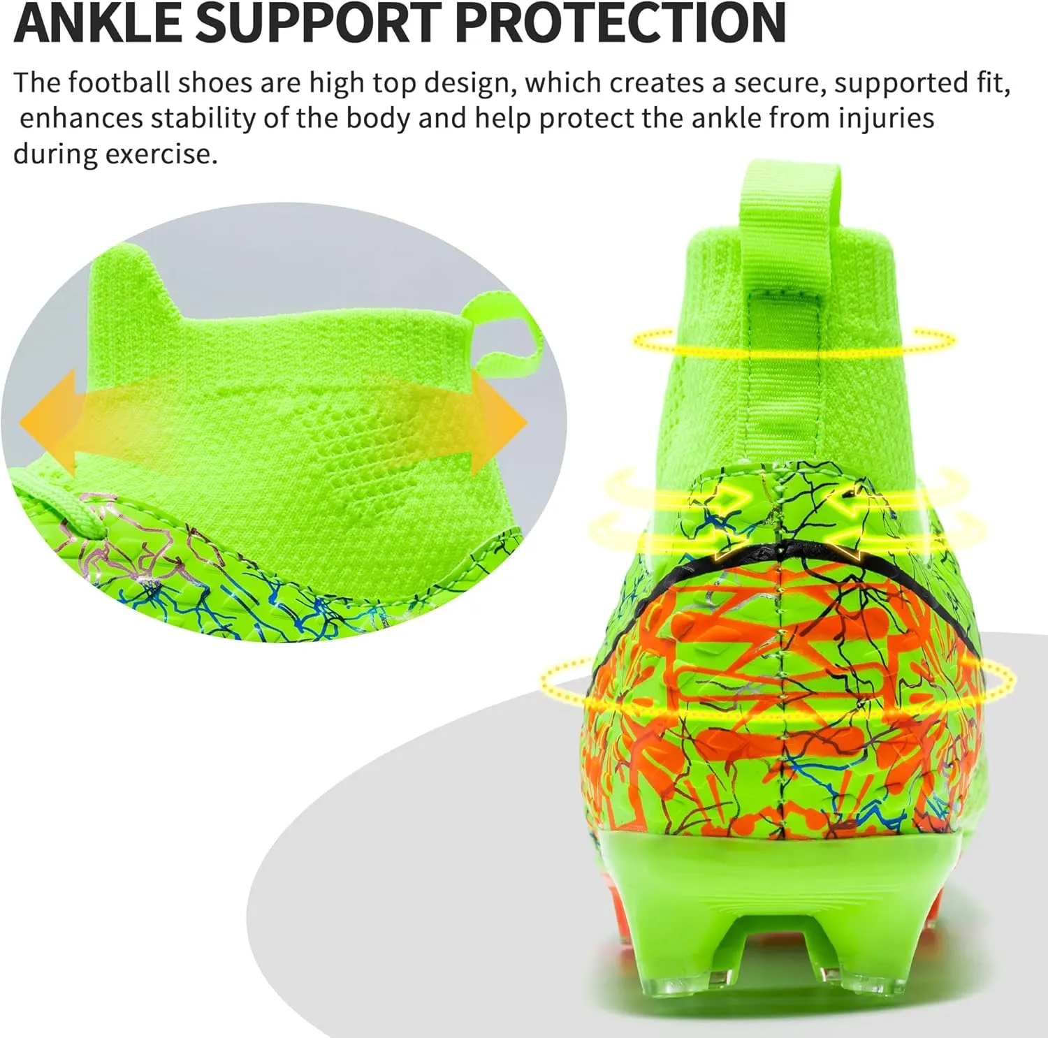 Mens Soccer Cleats Outdoor Lightweight High-Top Training Boots Ground Athletic Football Boots Soccer Shoes for Men/Women