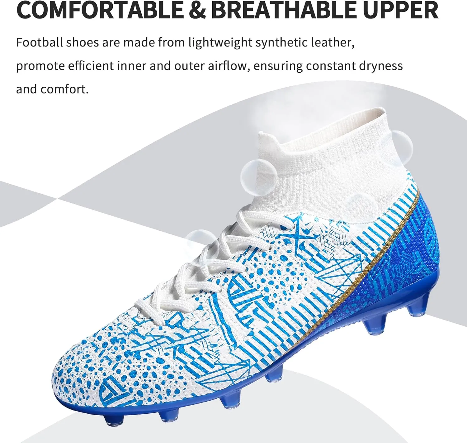 Mens Soccer Cleats Outdoor Lightweight High-Top Training Boots Ground Athletic Football Boots Soccer Shoes for Men/Women