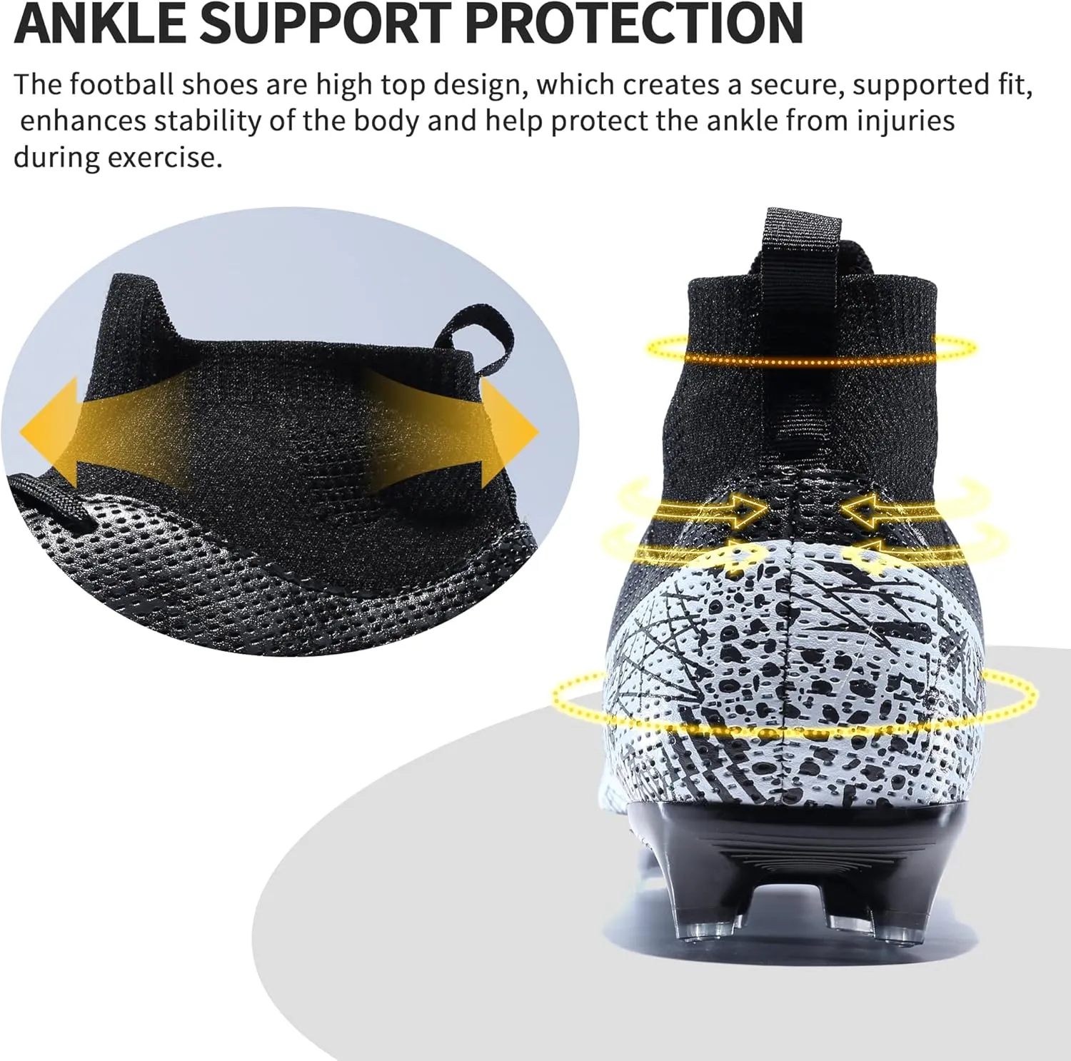 Mens Soccer Cleats Outdoor Lightweight High-Top Training Boots Ground Athletic Football Boots Soccer Shoes for Men/Women
