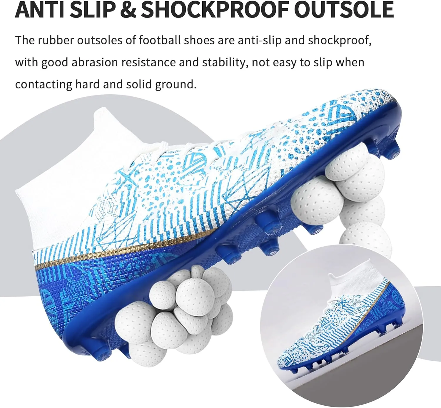 Mens Soccer Cleats Outdoor Lightweight High-Top Training Boots Ground Athletic Football Boots Soccer Shoes for Men/Women