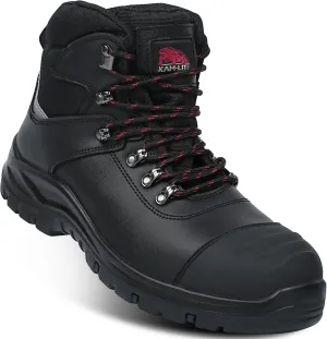 Mens Steel Toe Work Boots, Waterproof Puncture Resistant, Anti-Slip, Shock-Absorbing, Comfortable Heavy Duty Durable Leather Industrial Construction Safety Boots