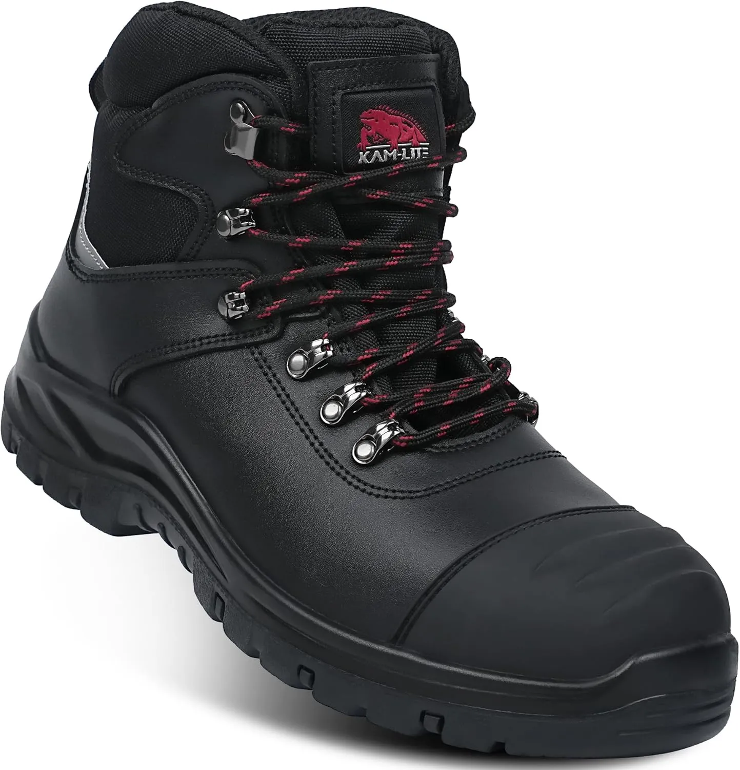 Mens Steel Toe Work Boots, Waterproof Puncture Resistant, Anti-Slip, Shock-Absorbing, Comfortable Heavy Duty Durable Leather Industrial Construction Safety Boots
